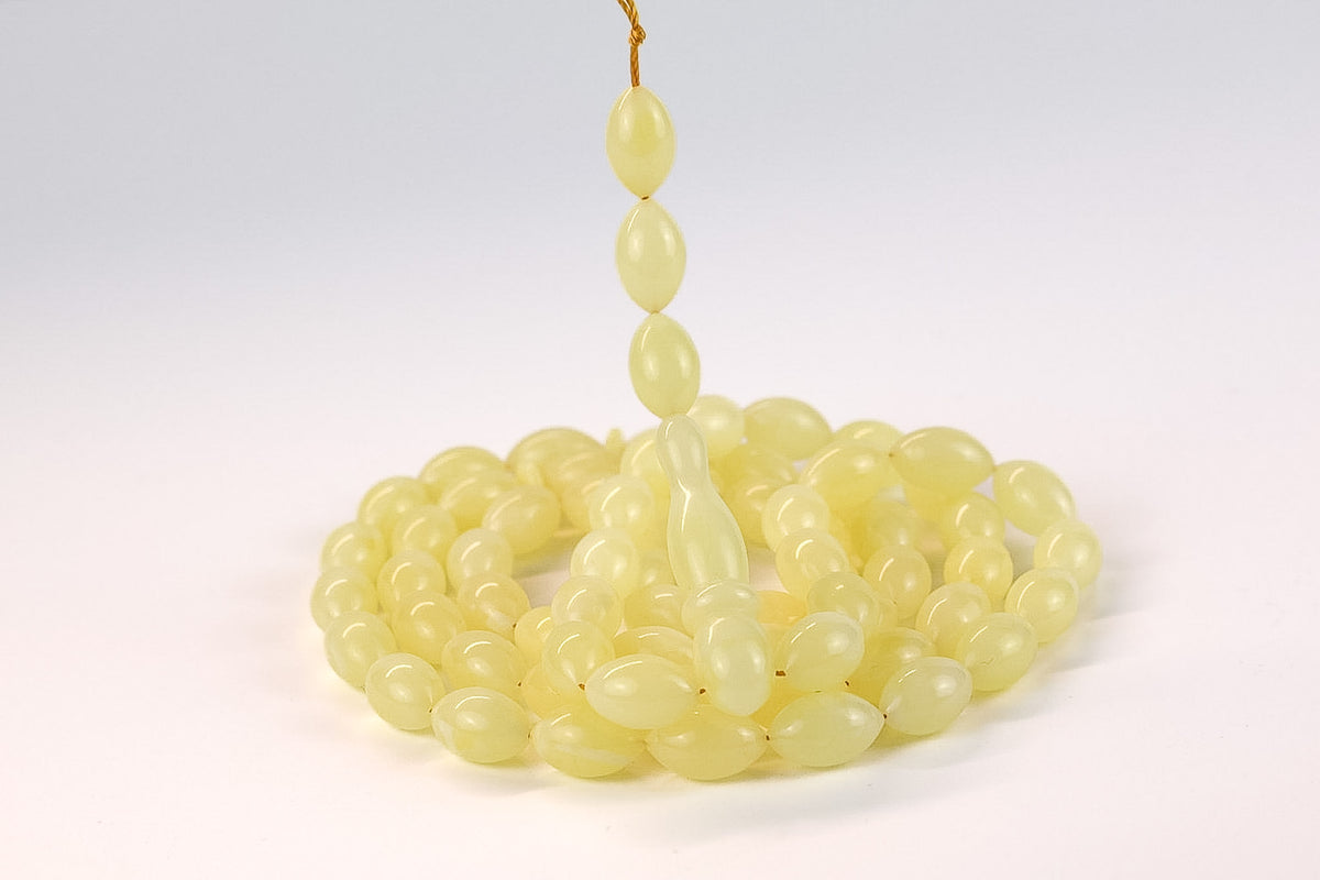 Natural Light Yellow Baltic Amber Rosary (22.94g) | Certified Mesbah | Tetibel