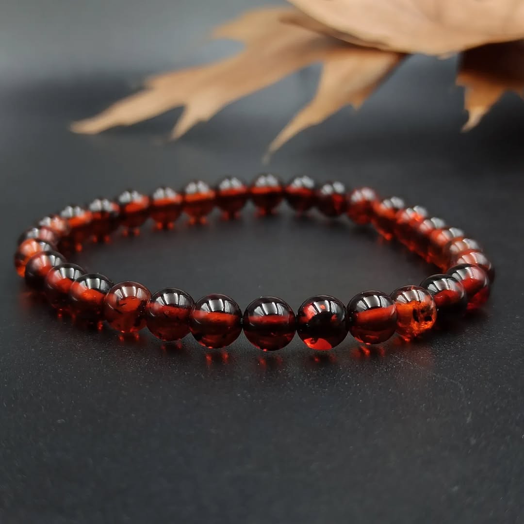Bernsteinperlen Rot-Braun Armband Natur