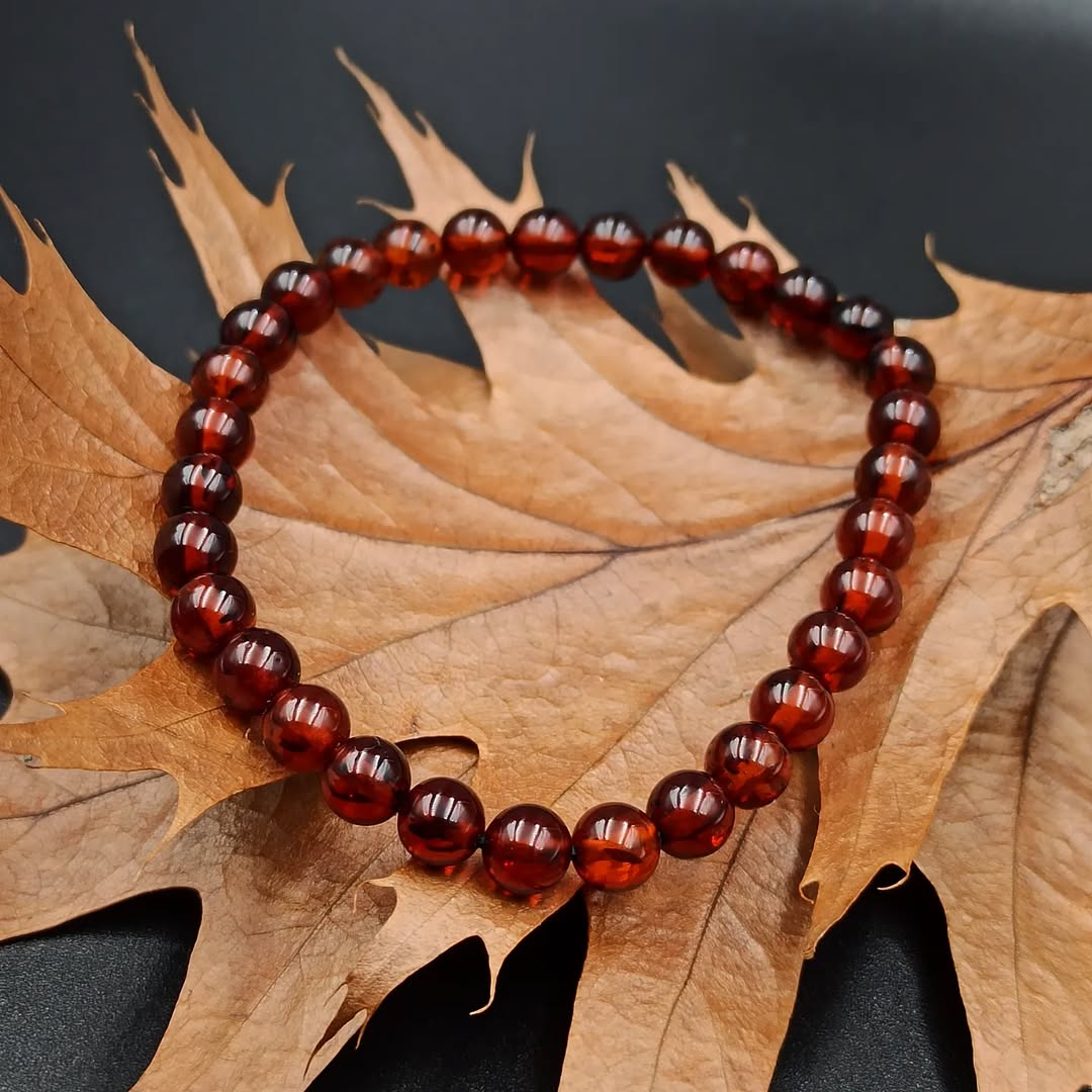 Bernsteinperlen Rot-Braun Armband Natur