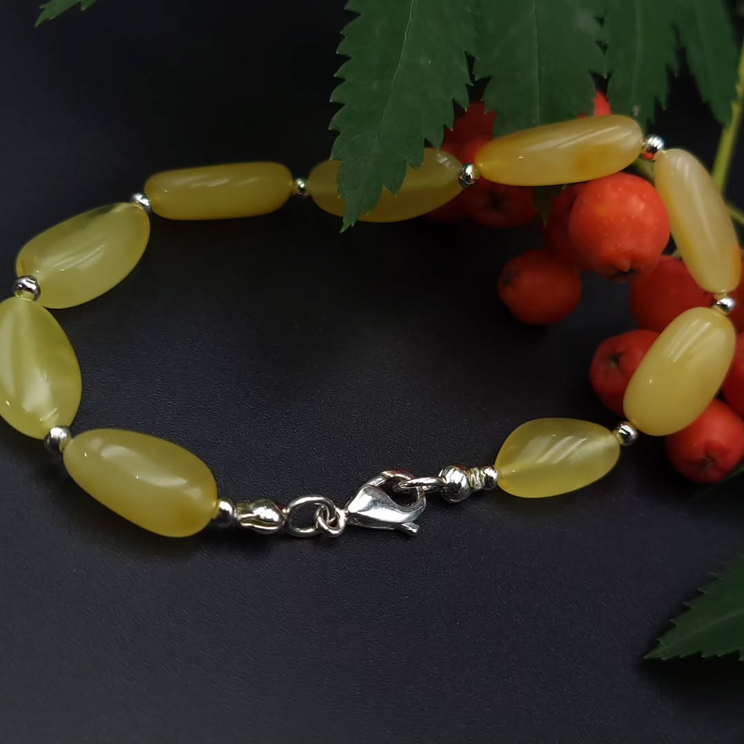 Tetibel Authentisches Baltisches Bernstein-Armband mit 925er Sterling Silber-Verschluss