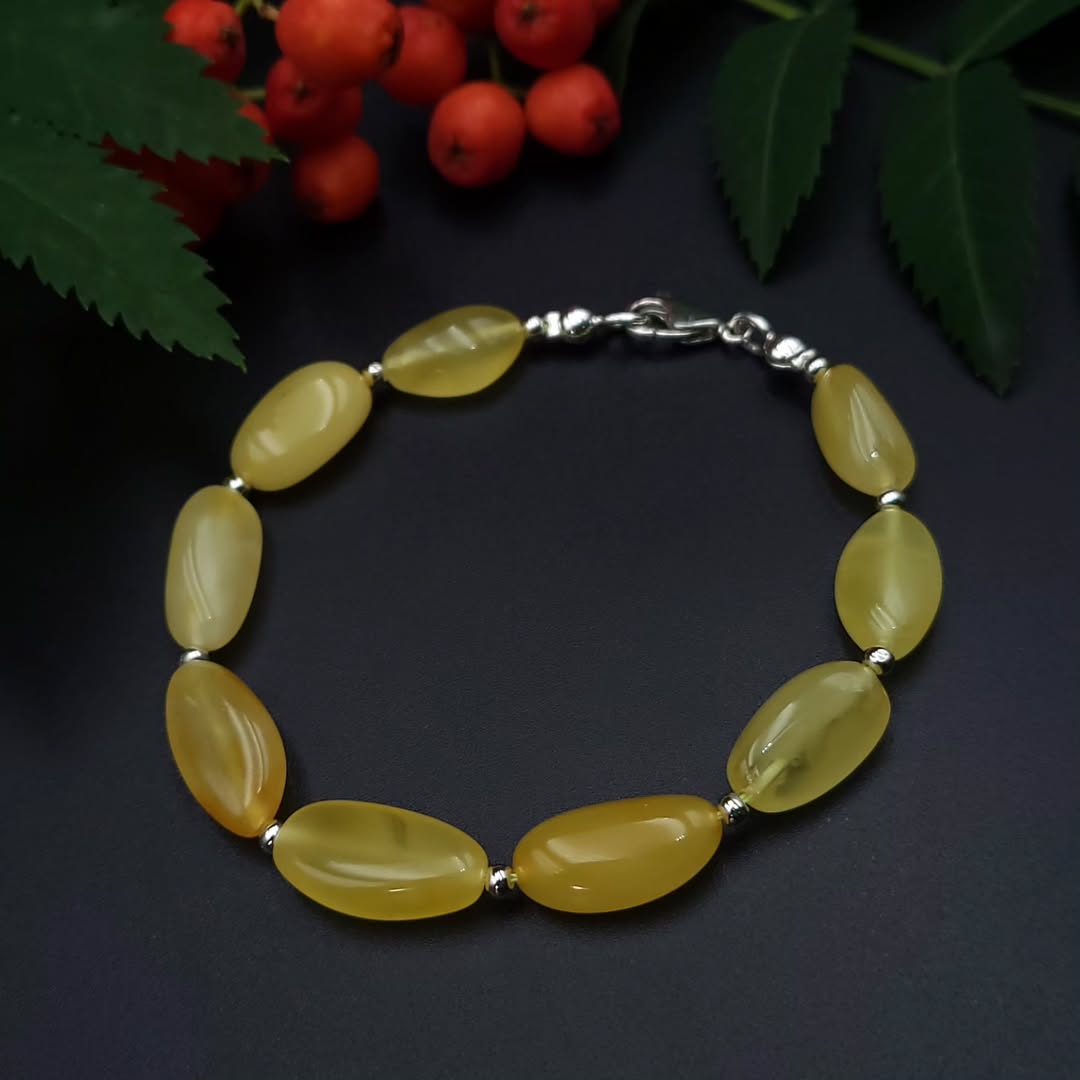 Tetibel Authentisches Baltisches Bernstein-Armband mit 925er Sterling Silber-Verschluss