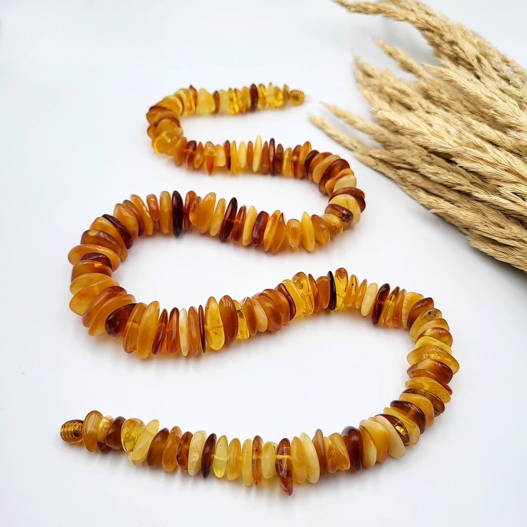 Genuine Raw Baltic Amber Chip Necklace for Adults | Multi-Color Nuggets | Choose Silver or Plastic Clasp | Tetibel