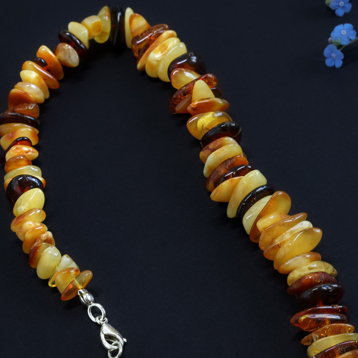 Genuine Raw Baltic Amber Chip Necklace for Adults | Multi-Color Nuggets | Choose Silver or Plastic Clasp | Tetibel