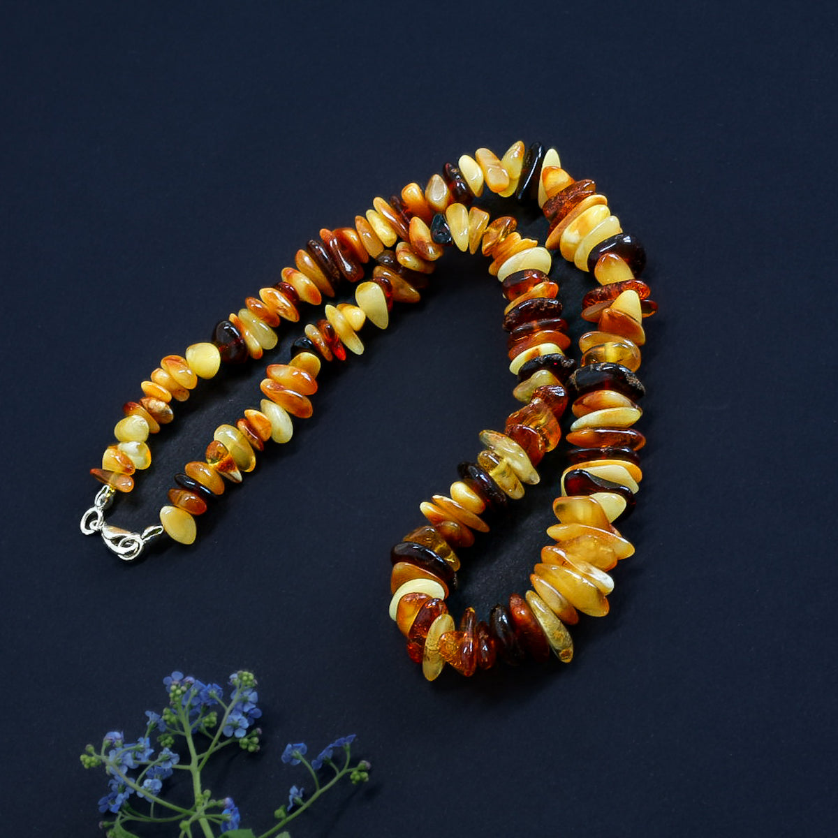 Genuine Raw Baltic Amber Chip Necklace for Adults | Multi-Color Nuggets | Choose Silver or Plastic Clasp | Tetibel