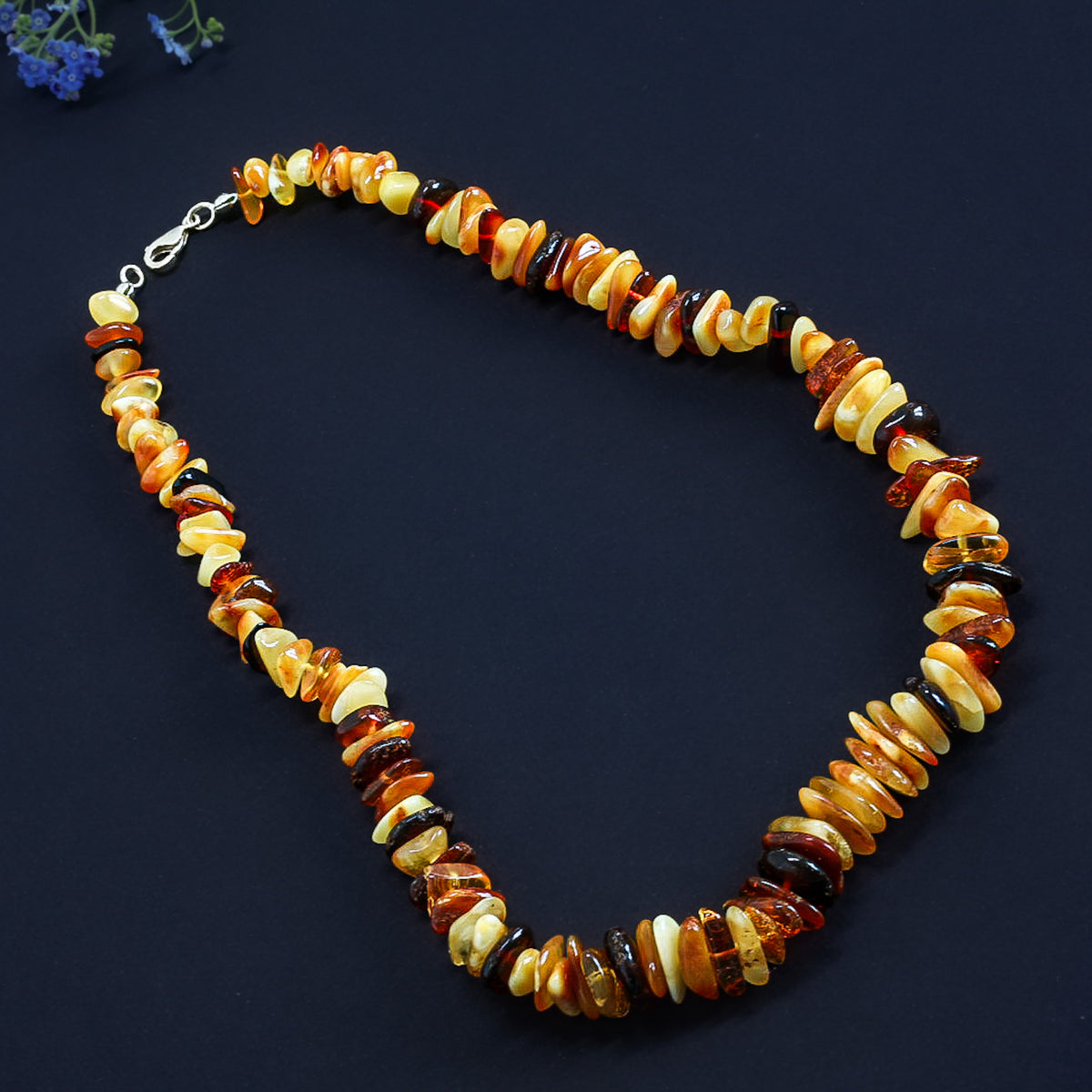Genuine Raw Baltic Amber Chip Necklace for Adults | Multi-Color Nuggets | Choose Silver or Plastic Clasp | Tetibel