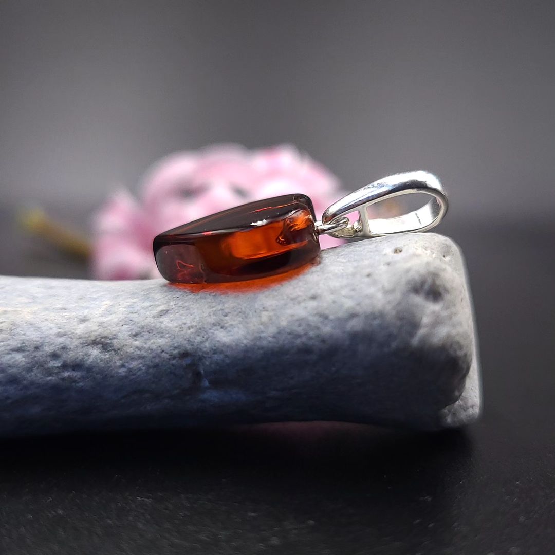 Amber Silver Heart Pendant