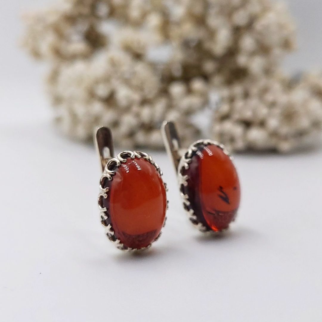 Amber Silver Earrings