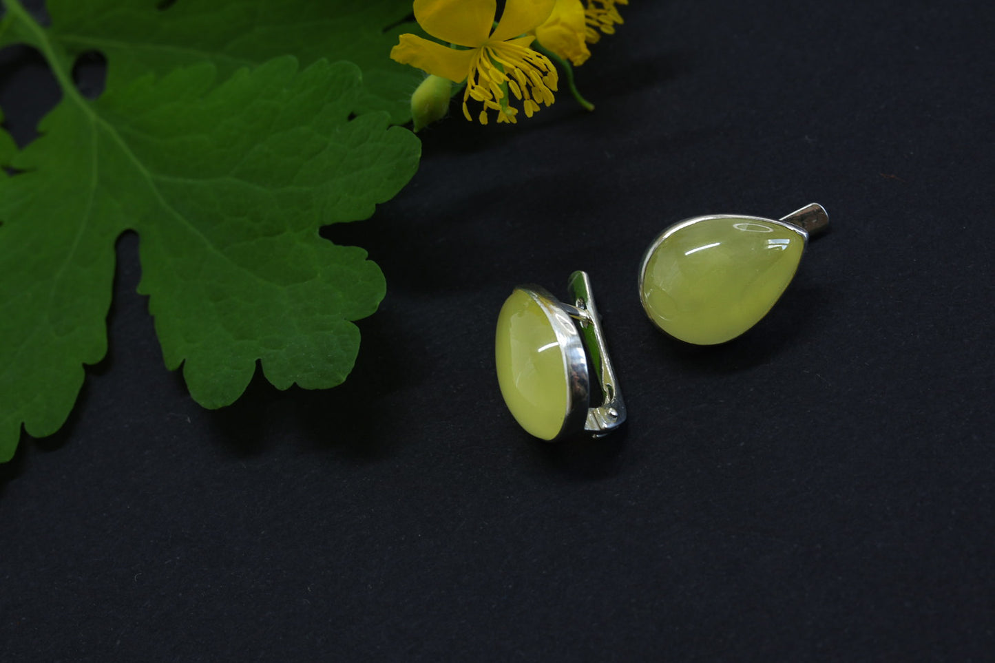 Amber Drop Earrings Silver 925 | Yellow | Lever Back Clasp