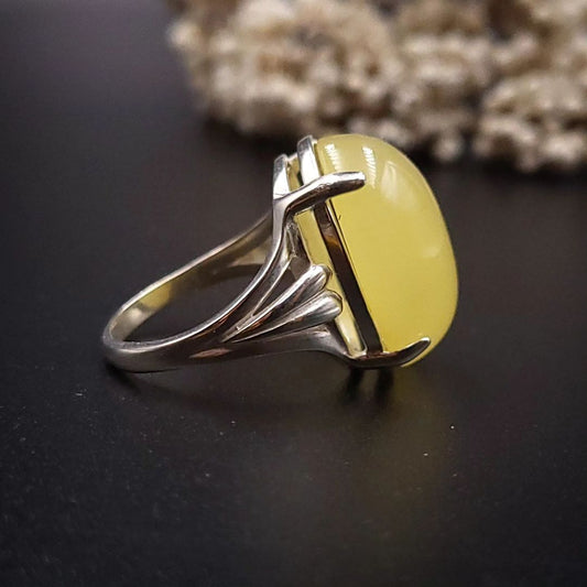 Amber Silver Ring
