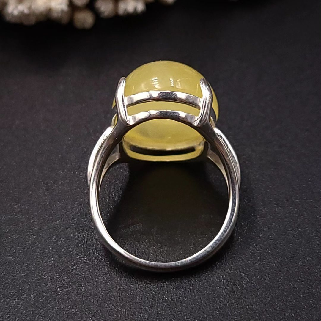 Amber Silver Ring