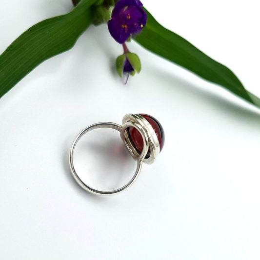 Amber Silver Ring