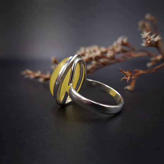 Amber Silver Ring