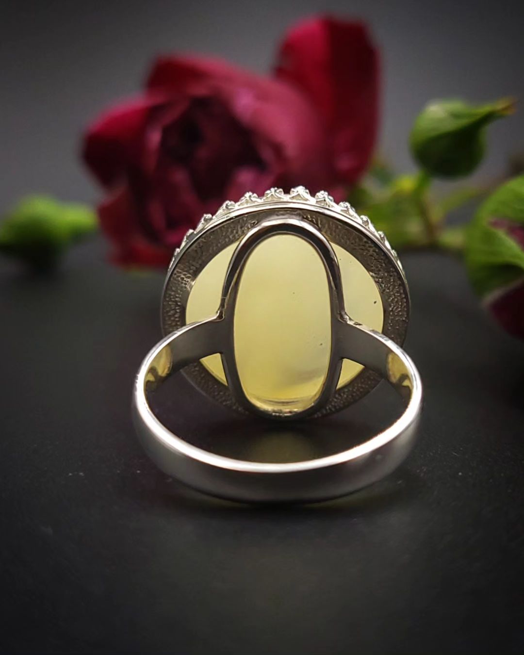 Amber Silver Ring