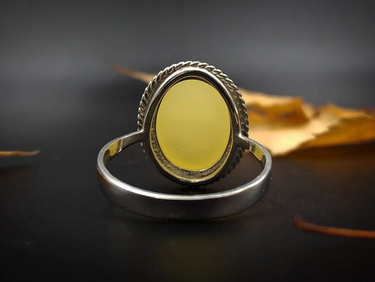 Amber Silver Ring