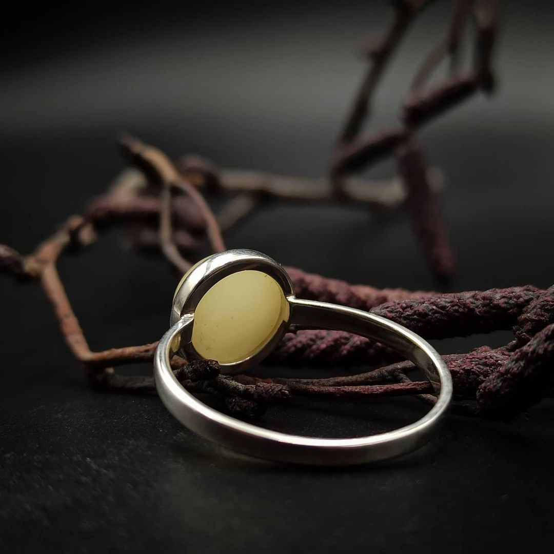 Amber Silver Ring