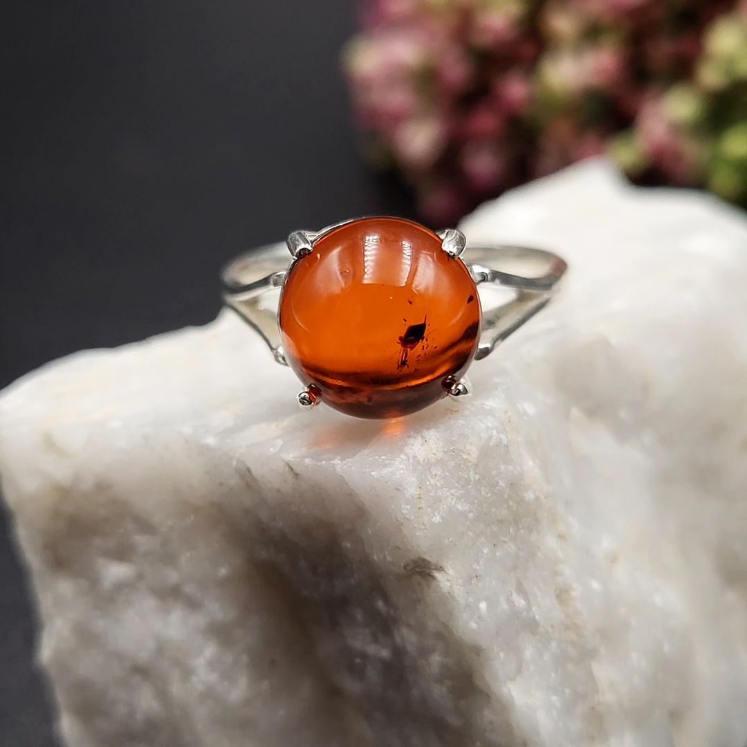 Amber Silver Ring