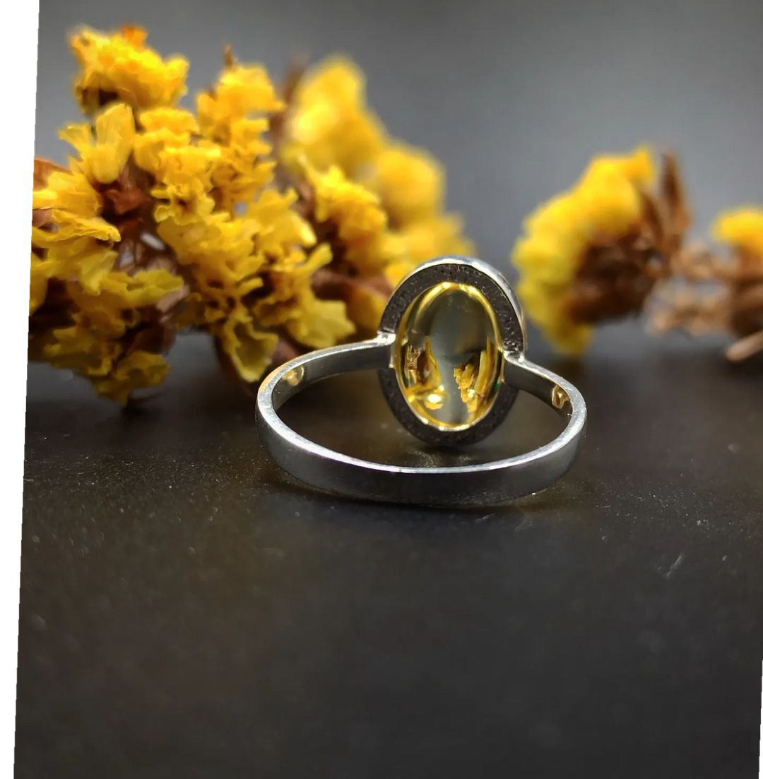 Amber Silver Ring