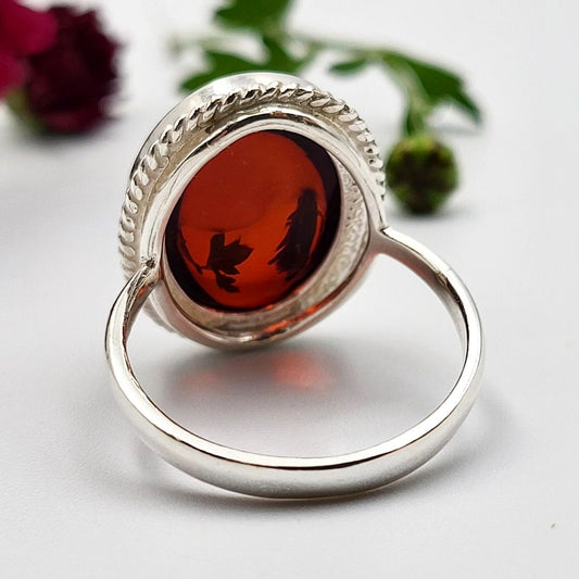 Amber Silver Ring