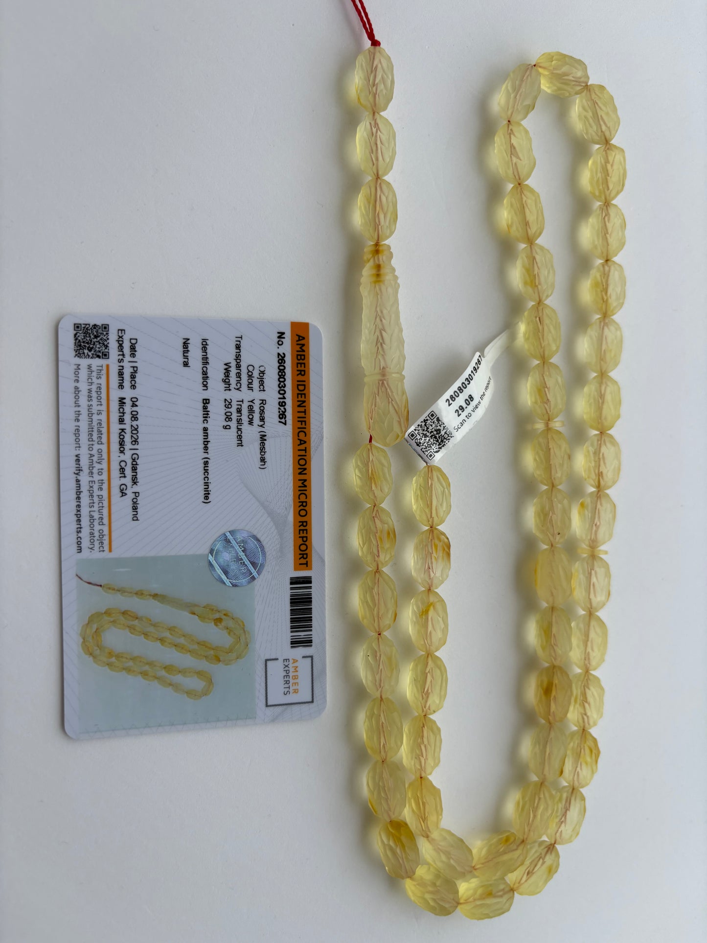 Natural Baltic Amber Rosary (Misbaha) 29.08g | Yellow Amber | Tetibel Amber Jewels