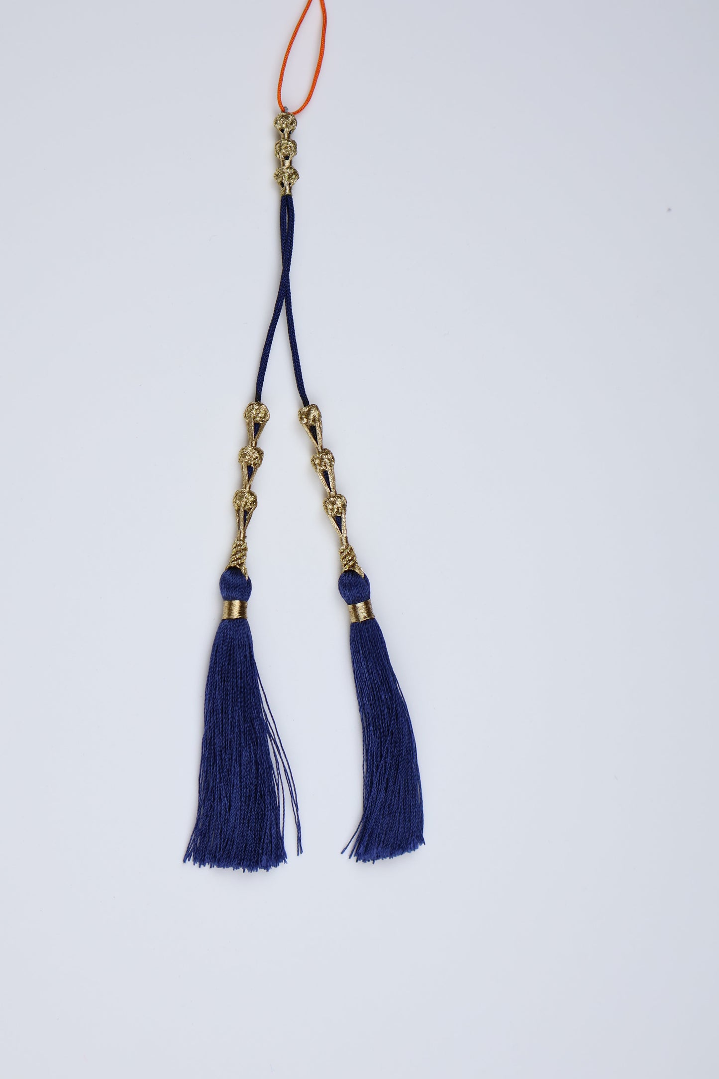handmade tassel from Katar, blue-gold silk
