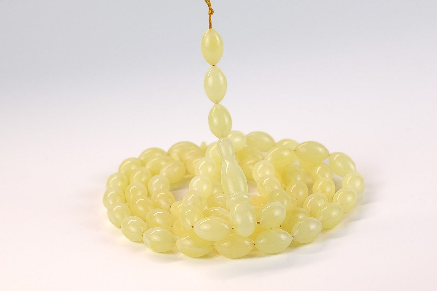 Naturhellgelber baltischer Bernstein Rosenkranz (22,94g) | Zertifizierte Mesbah | Tetibel