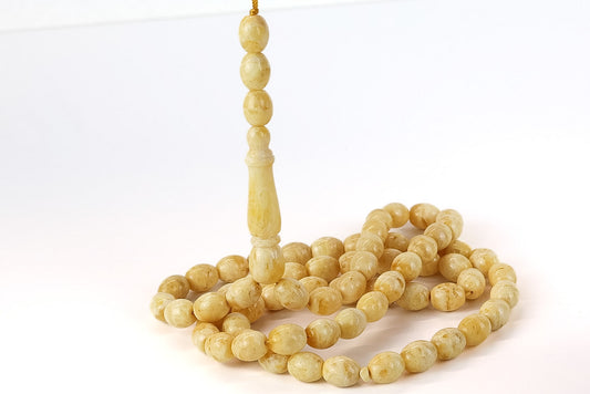 Pressed Yellow Baltic Amber Rosary (28.50g) | Certified Tetibel Mesbah