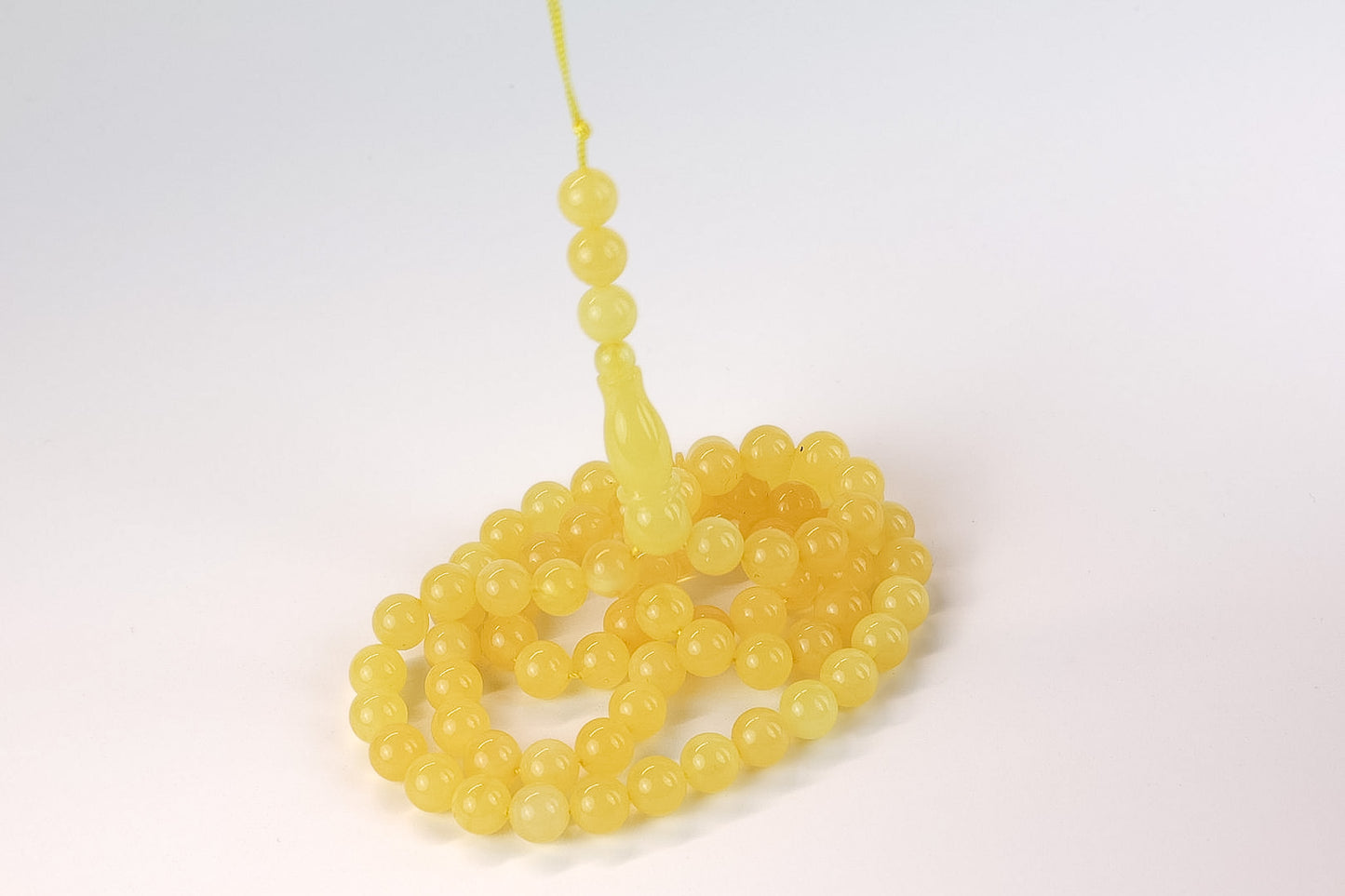 Natur Bernsteinkette (Misbah) – Zertifizierter Opaque Gelber Succinit, 28,38g – Tetibel Amber Jewels
