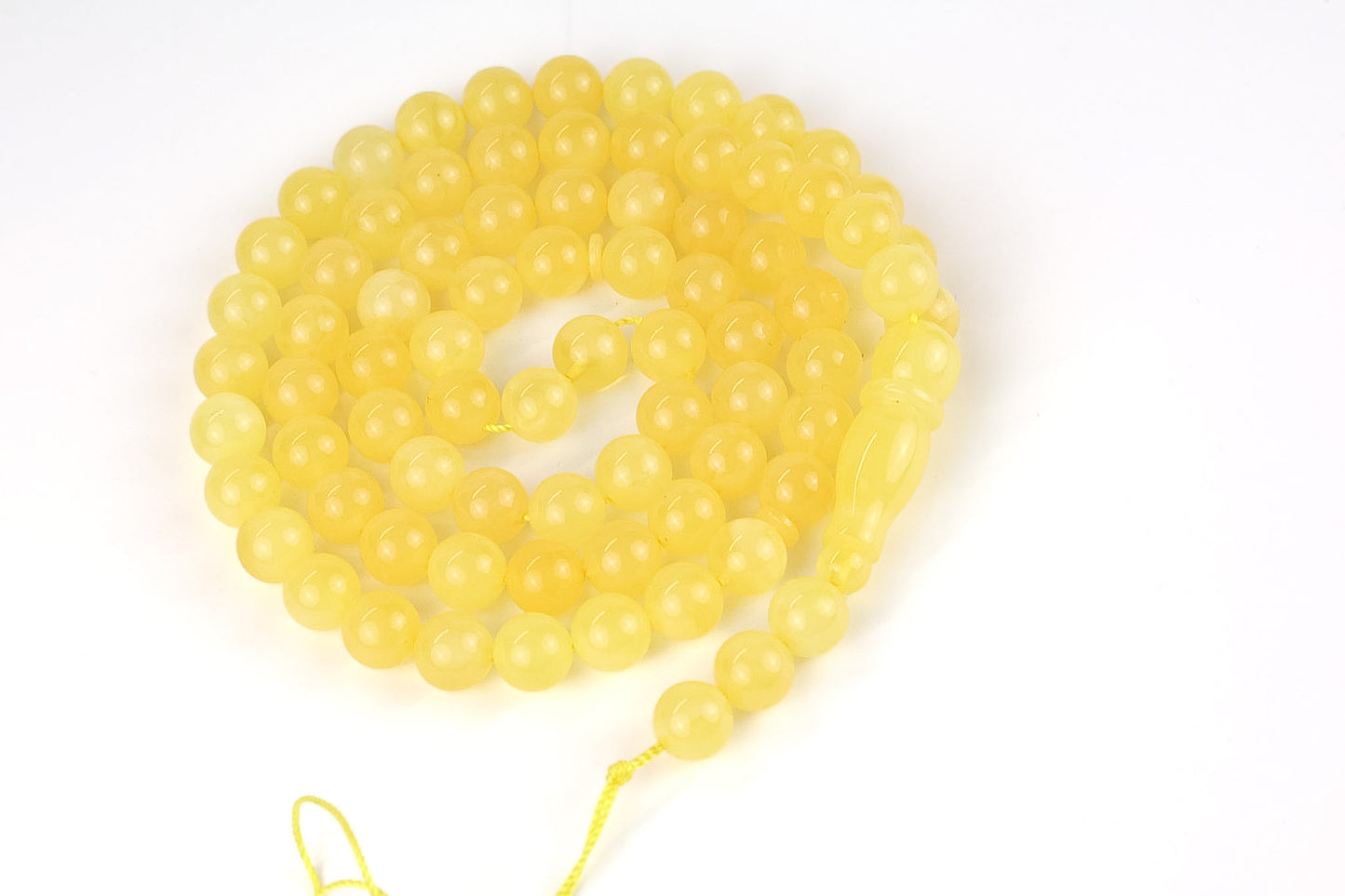 Natur Bernsteinkette (Misbah) – Zertifizierter Opaque Gelber Succinit, 28,38g – Tetibel Amber Jewels