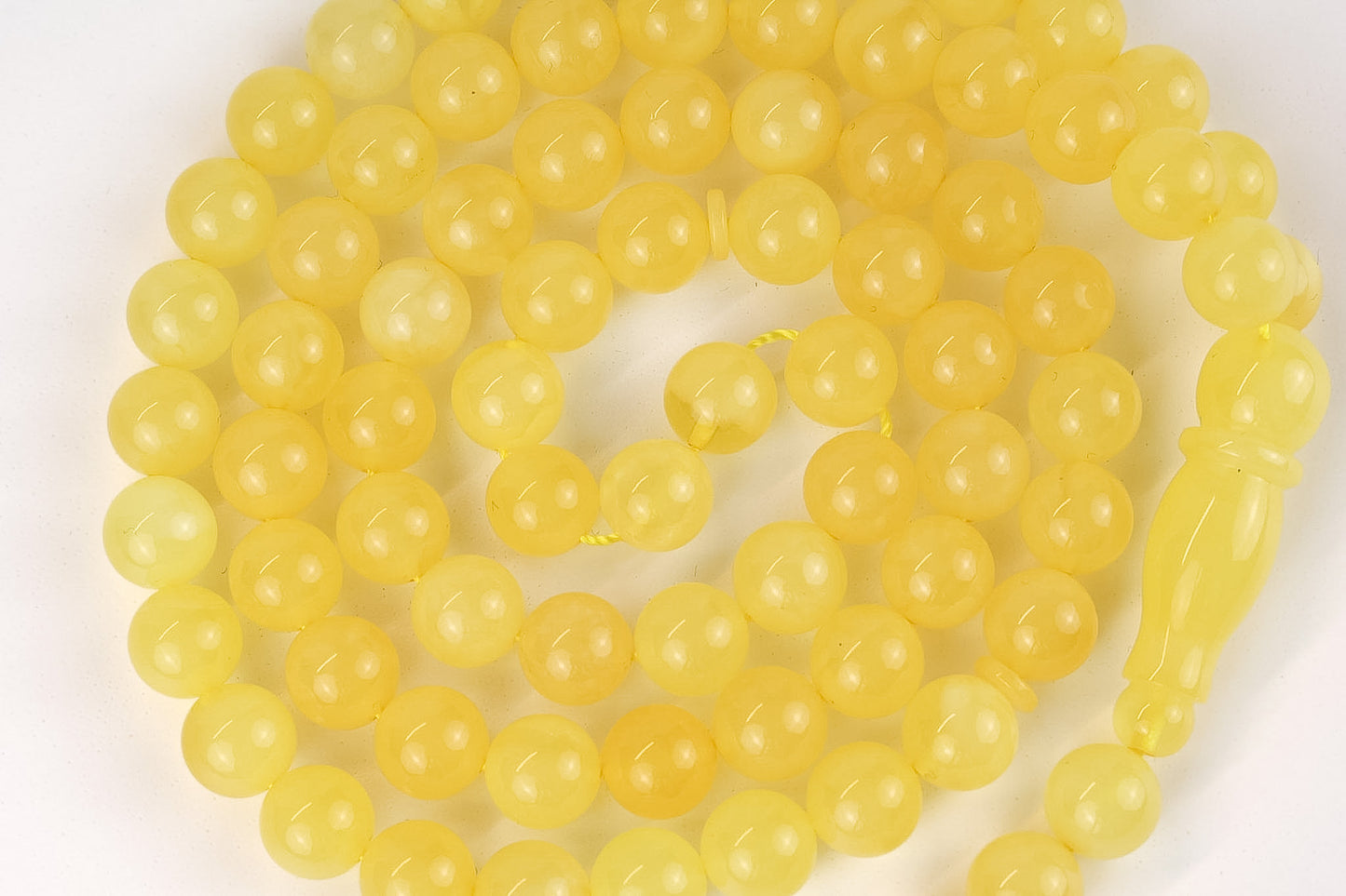 Natur Bernsteinkette (Misbah) – Zertifizierter Opaque Gelber Succinit, 28,38g – Tetibel Amber Jewels