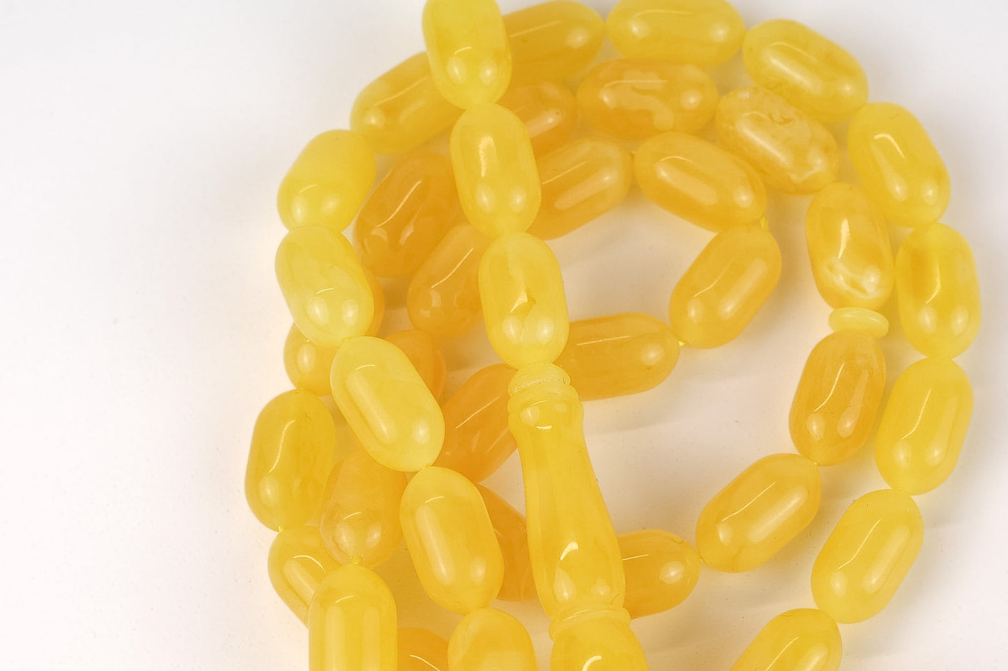 Seltene Mango-gelbe Natur-Bernsteinkette (25,24g) | Zertifizierte Mesbah | Tetibel