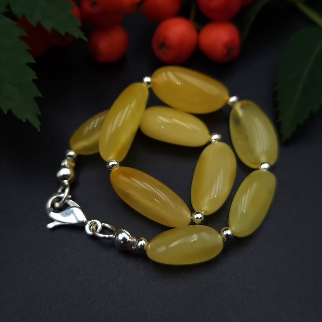Tetibel Authentisches Baltisches Bernstein-Armband mit 925er Sterling Silber-Verschluss
