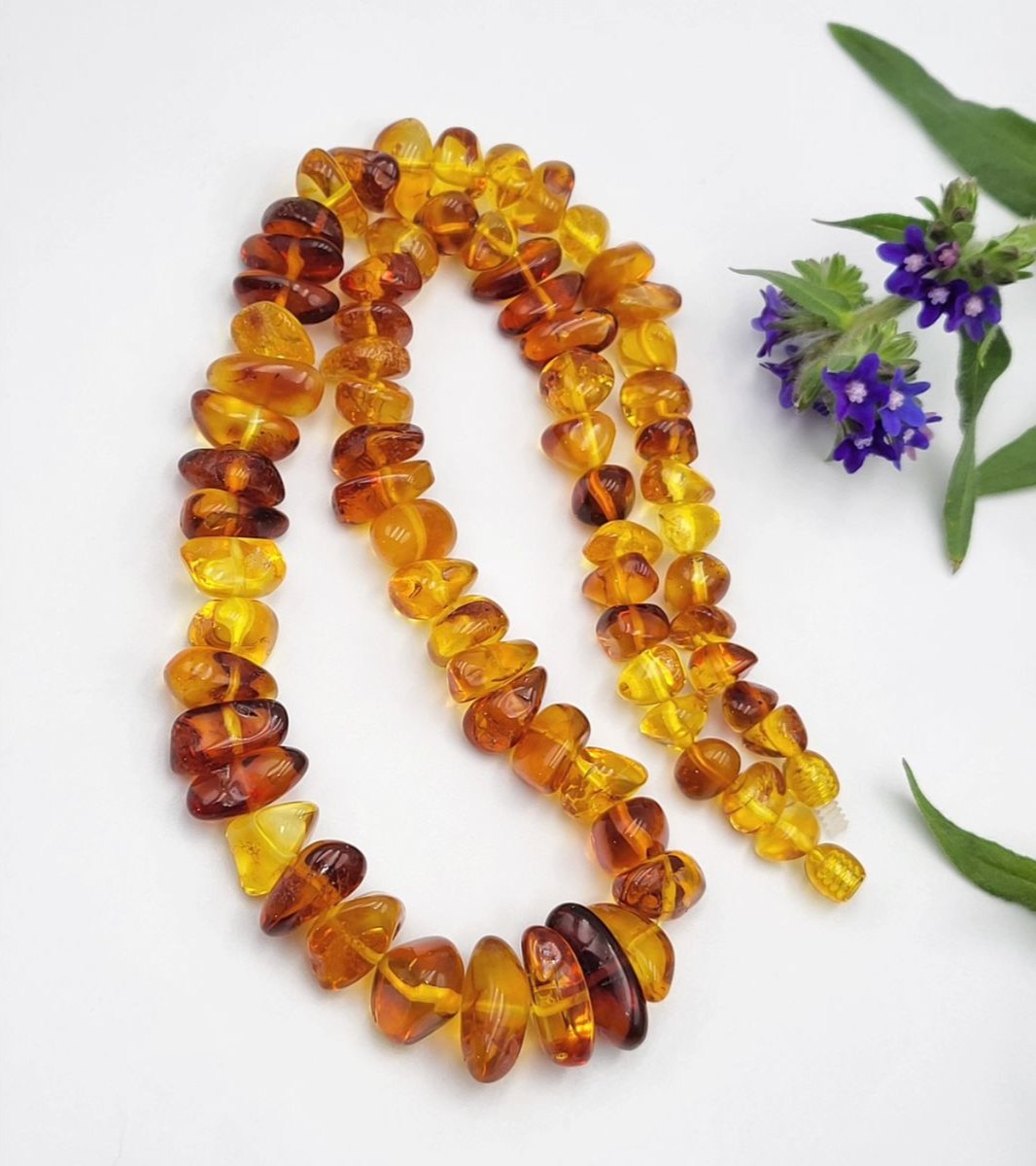 Echte Bernsteinkette Nuggets Baltischer Bernstein Cognac Ostsee Bernstein Honigfarben
