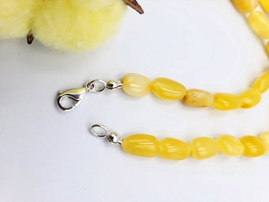 Echte polierte baltische Bernsteinkette für Erwachsene | Glatte Honignugget-Perlen | Natürlicher Heilschmuck | Tetibel