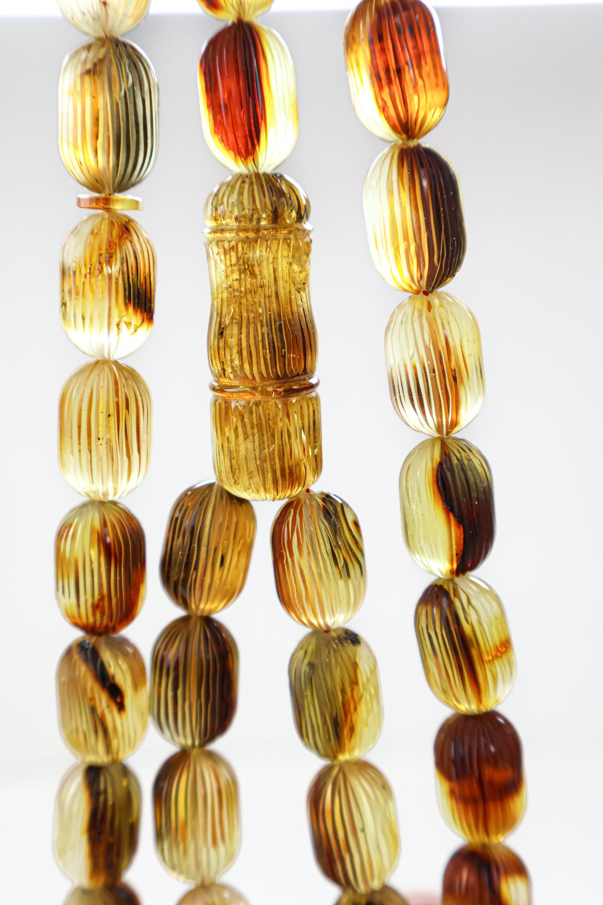 54.50g natural brown and yellow Baltic amber prayer beads (misbaha) certified by Amber Experts Laboratory in Gdansk, Poland.
