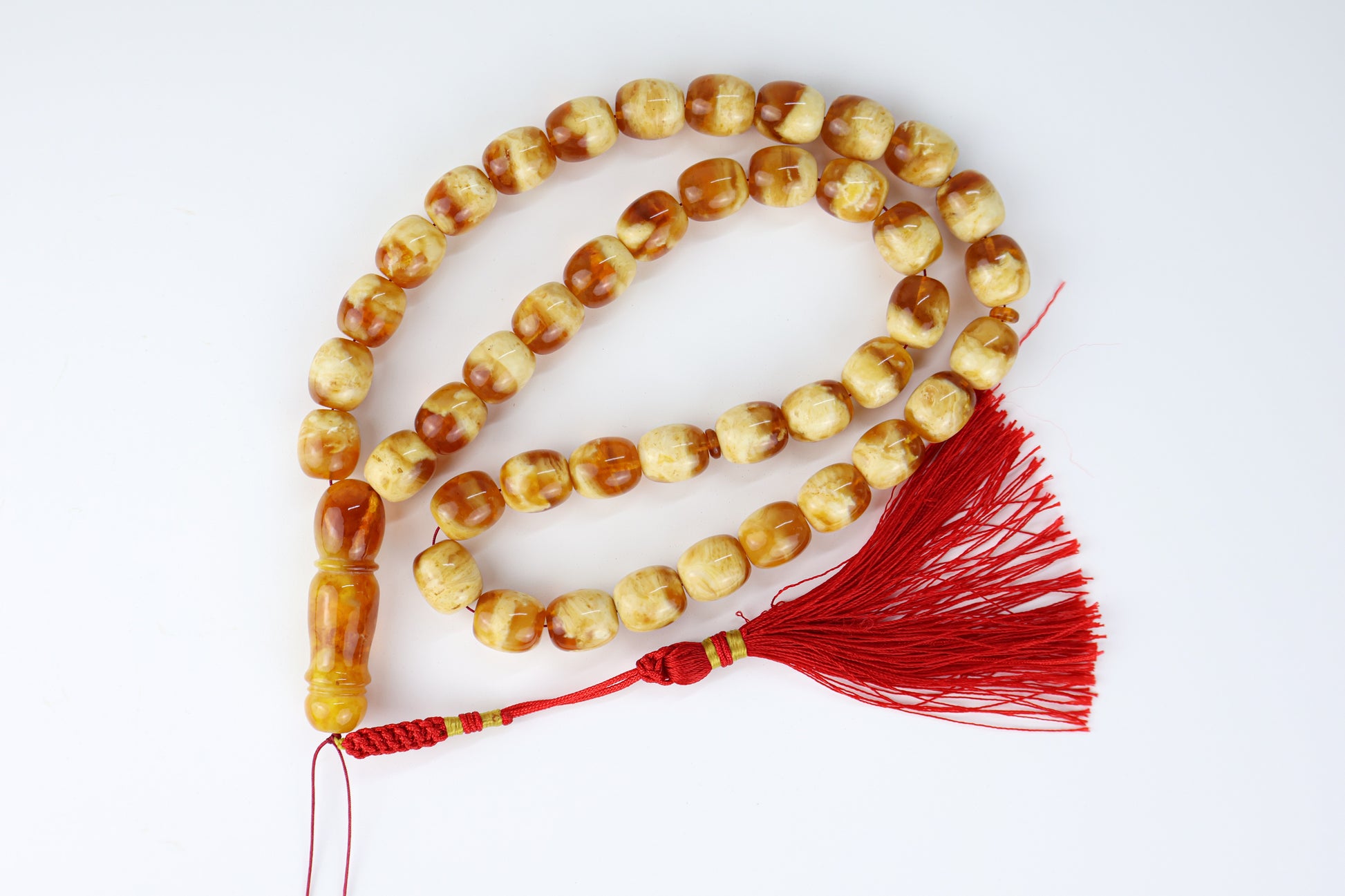 Pressed Baltic amber prayer beads 42 beads  from Tetibel Amber Jewels