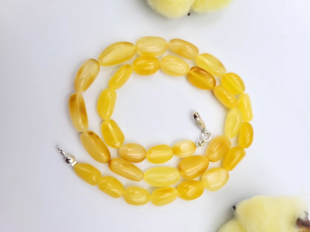 Genuine Polished Baltic Amber Necklace for Adults | Smooth Honey Nugget Beads | Natural Healing Jewelry | Tetibel