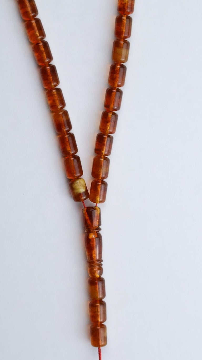 Luxury Baltic amber rosary 40 grams cylindrical beads authentic succinite