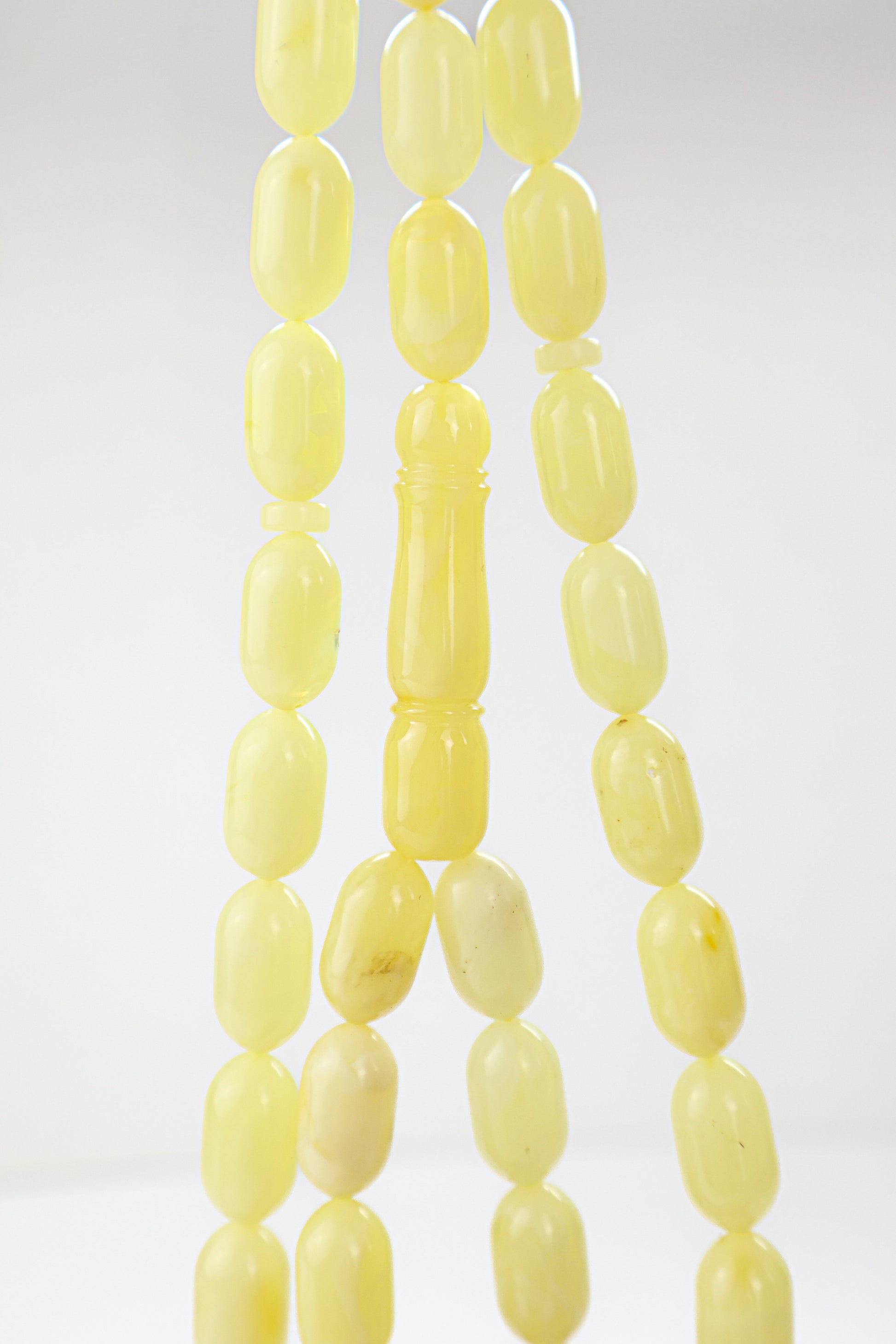 Certified natural Baltic amber rosary with 42 butterscotch yellow succinite beads weighing 38.85g.