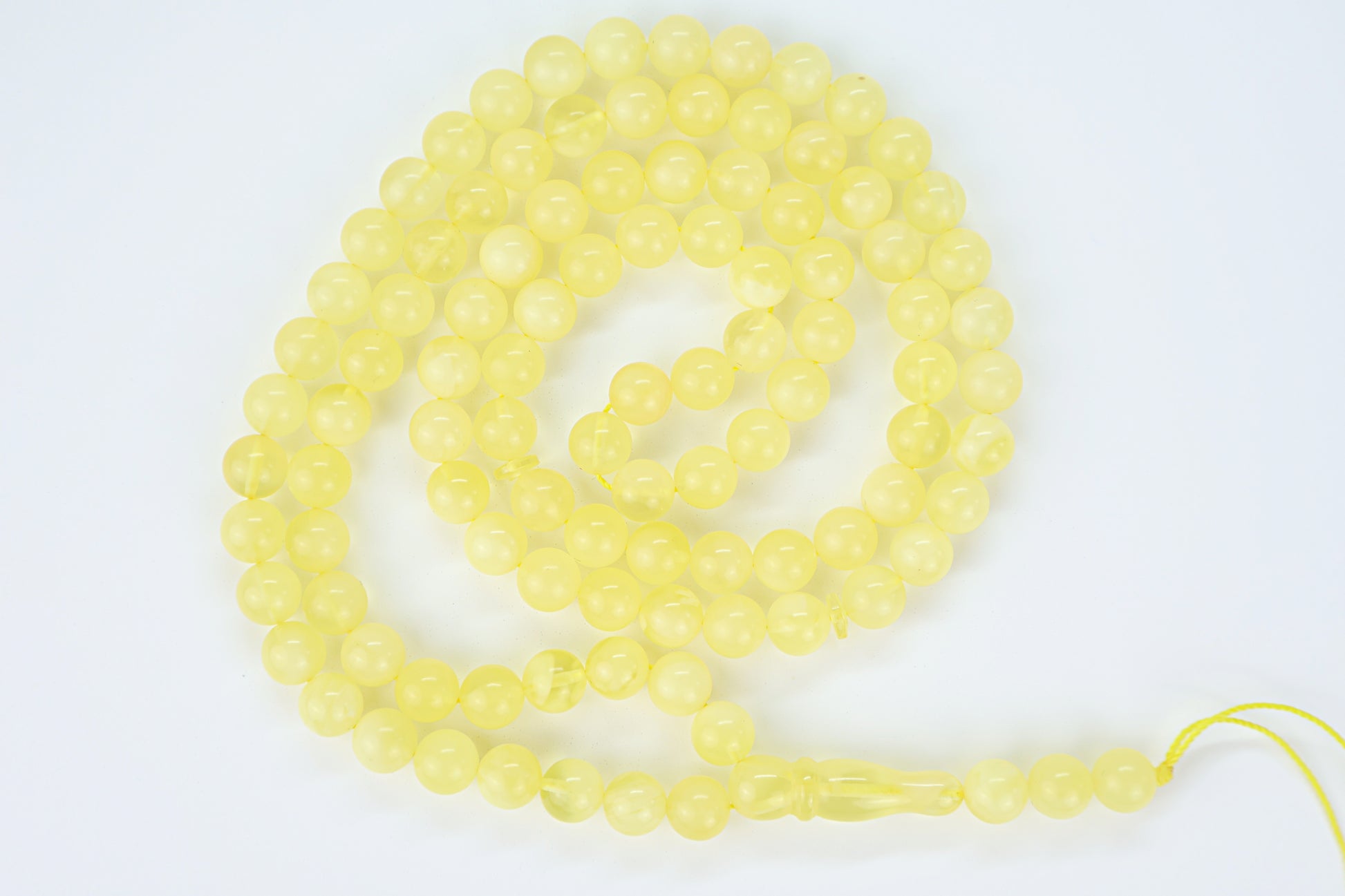 Authentic 8mm round Baltic amber misbaha long strand with 102 beads and matching amber imam head.