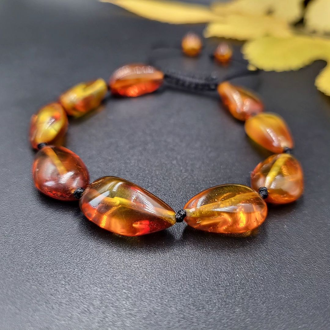 Tetibel Bernstein Armbands für Damen, aus echten, honigfarbigen Baltischen Bernsteinperlen