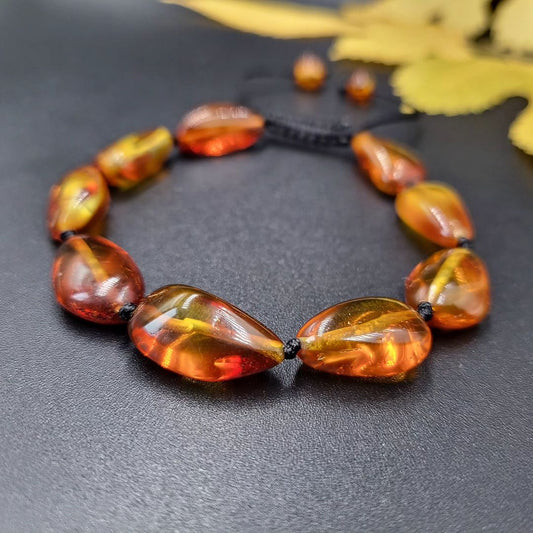 Tetibel Bernstein Armbands für Damen, aus echten, honigfarbigen Baltischen Bernsteinperlen