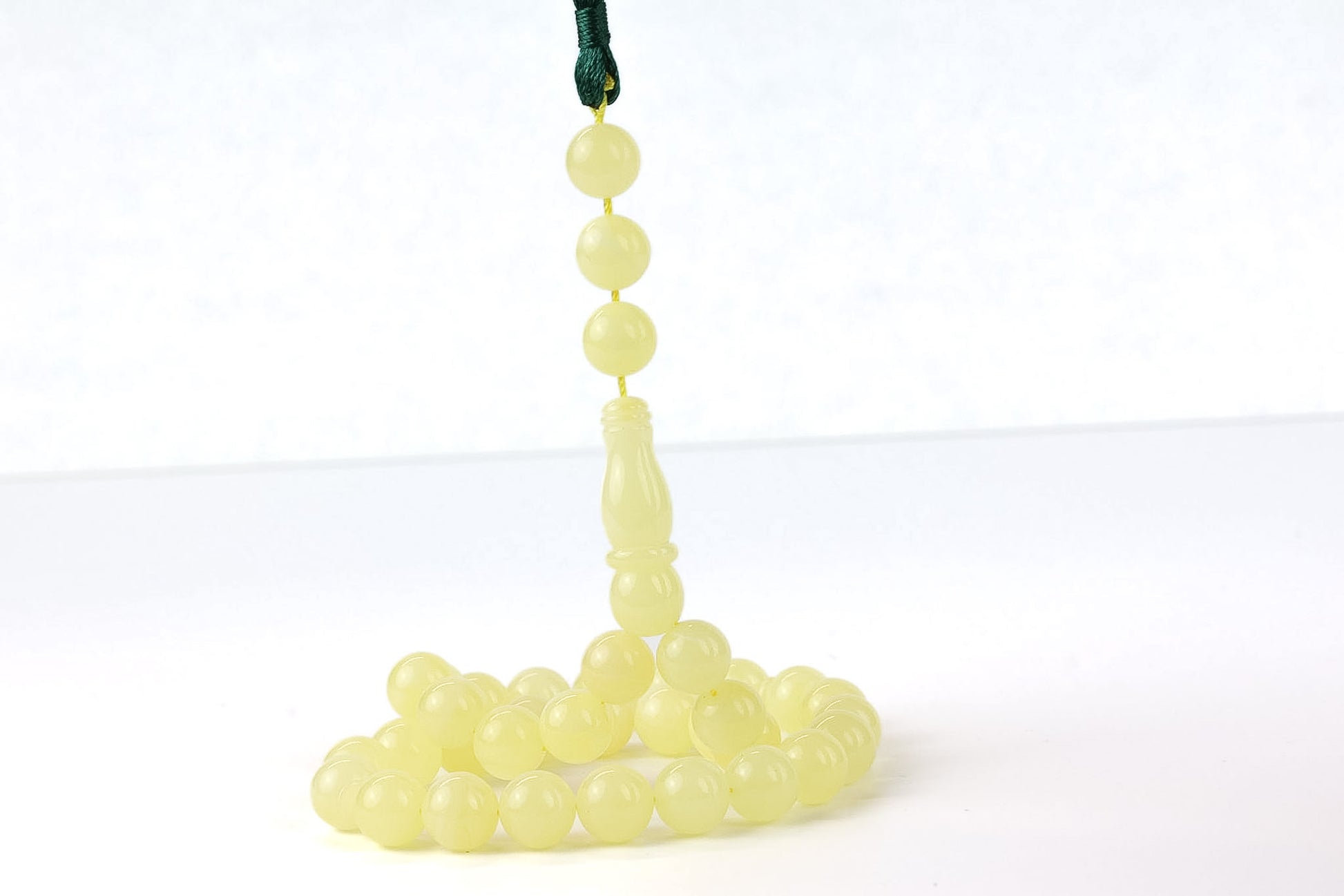 Natural Baltic amber Tesbih with 36 round lemon yellow amber beads.