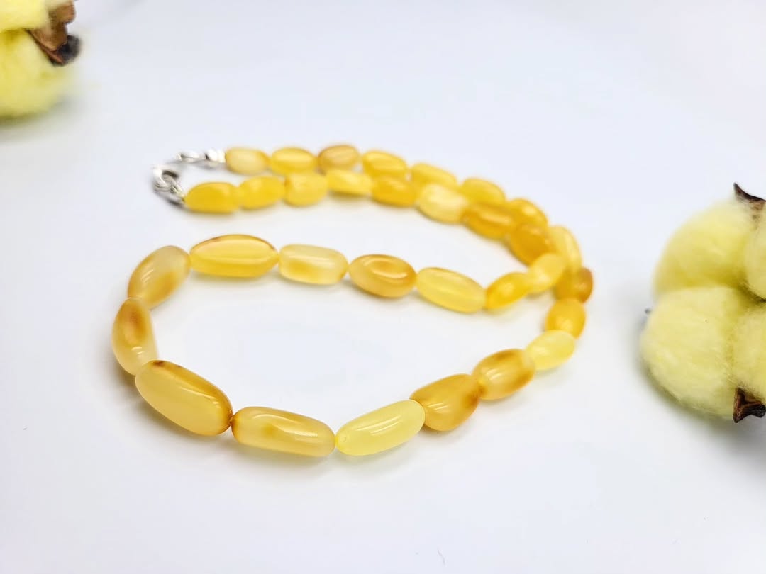 Genuine Polished Baltic Amber Necklace for Adults | Smooth Honey Nugget Beads | Natural Healing Jewelry | Tetibel