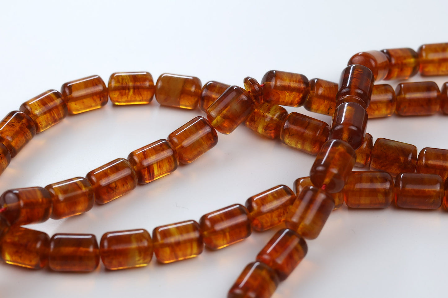 Tetibel pressed Baltic amber rosary with cognac barrel beads, handcrafted misbaha prayer beads for men, Islamic tasbih Germany