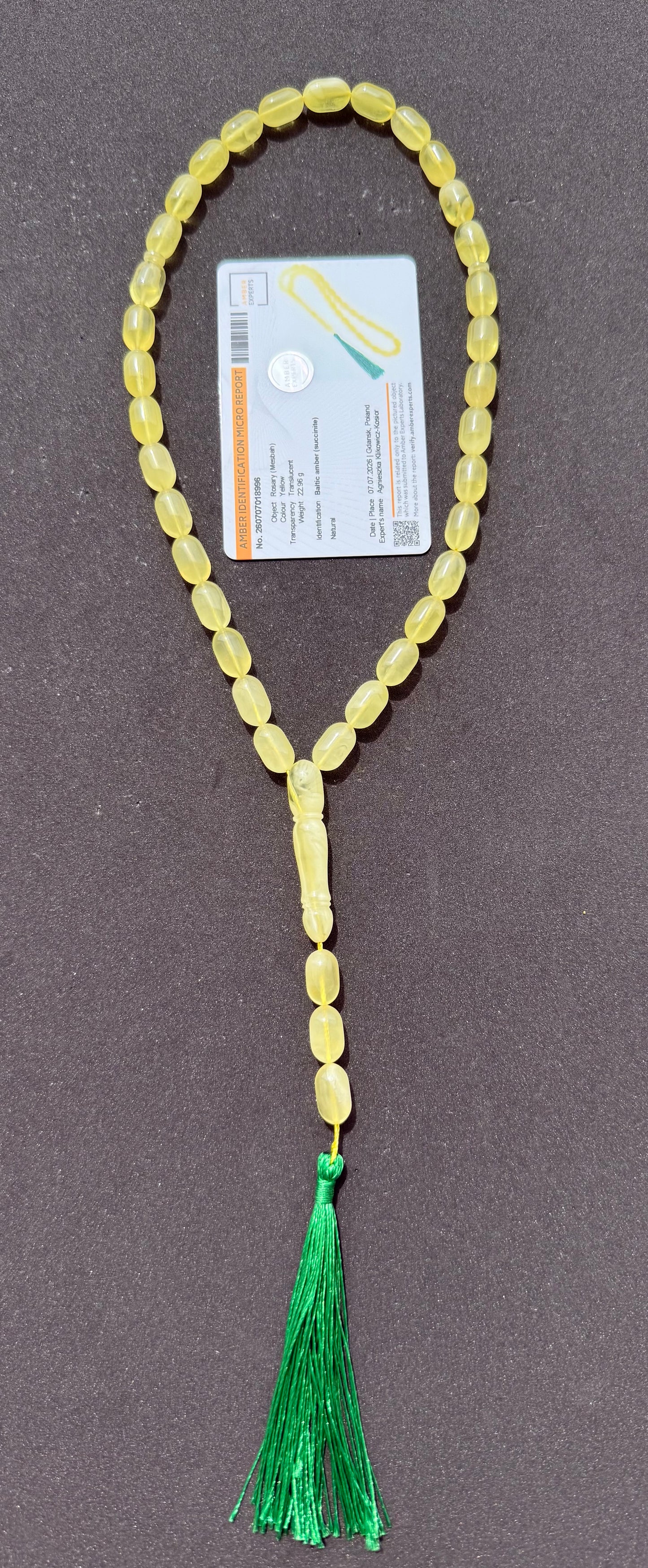 Authentic Baltic amber rosary crafted from translucent lemon amber.